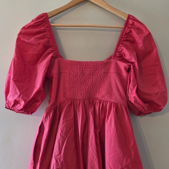 Anthropologie Maeve Puff Sleeve Sweetheart Feminine Casual Mini Dress Red Size S - Picture 14 of 16